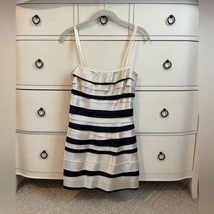 BCBGMaxAzria Black & Cream tiered mini dress, vintage